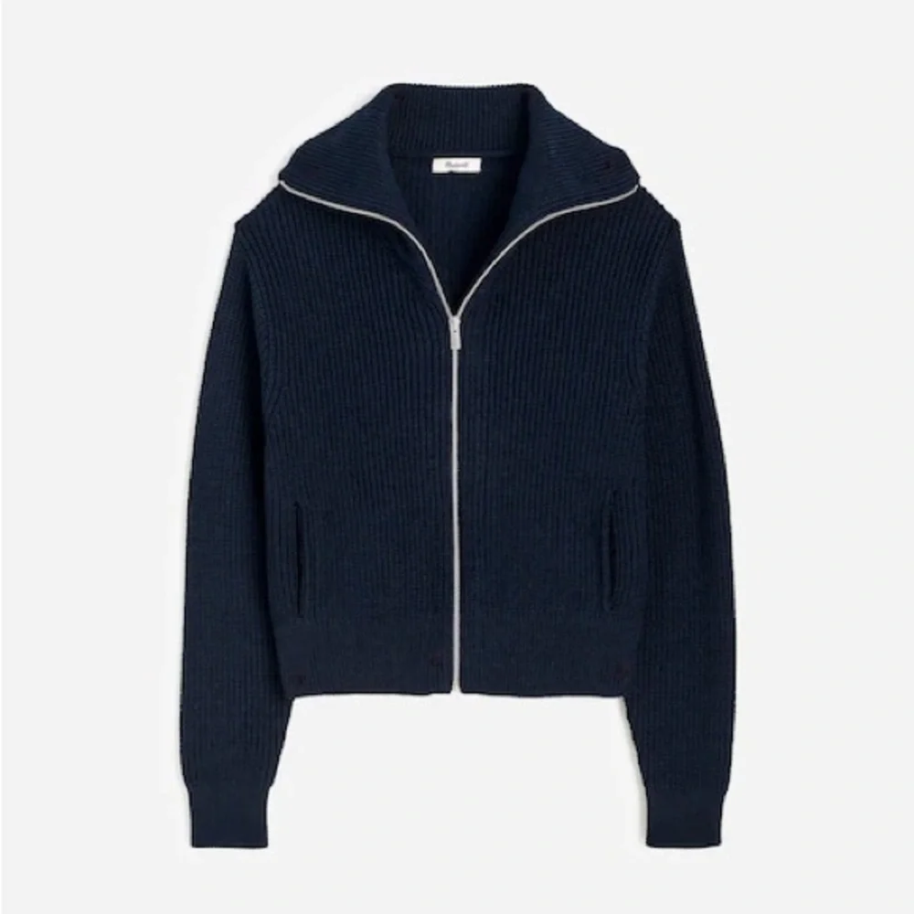 Madewell Ribbed Zip-Front Cardigan in Navy Size S - Picture 5 of 5